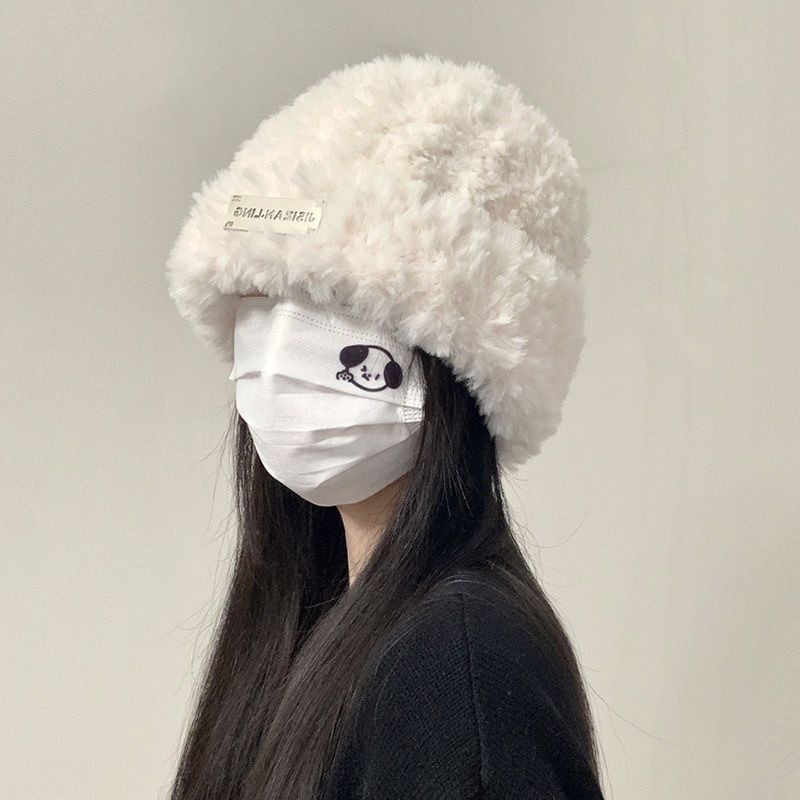 New Knitted Hat for Autumn and Winter Women's Versatile Knitted Headband Shows Small Face and Warm White Plush Cold Hat Big Headband_voghion.com