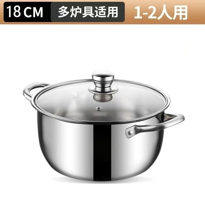 Thin model-18cm double-ear soup pot with transparent lid