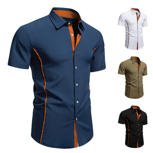 Amazon new men's color contrast short sleeve shirt C52