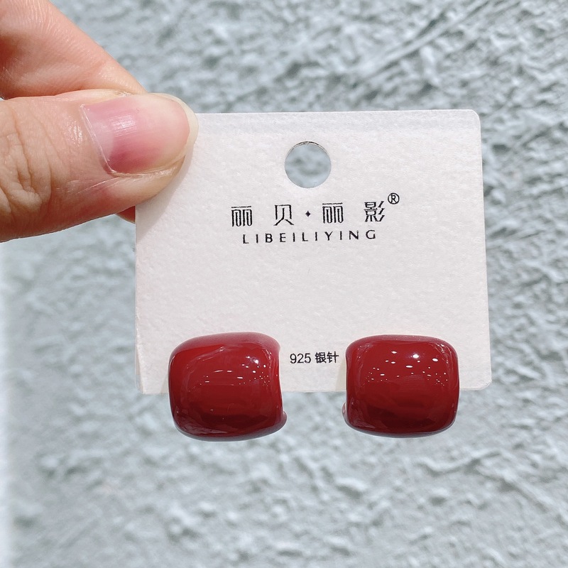 丽银/丽贝丽影红色系列耳饰复古时尚百搭氛围感滴油轻奢耳环预售|undefined