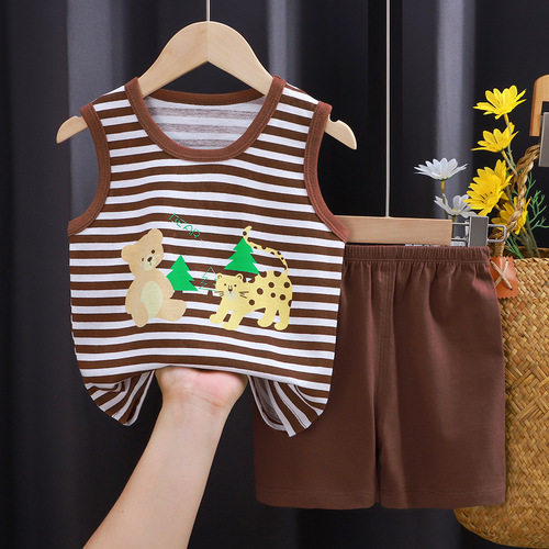 Children's undershirt set pure cotton sleeveless girls' summer wear Korean style children's new summer boy two-piece set wholesale