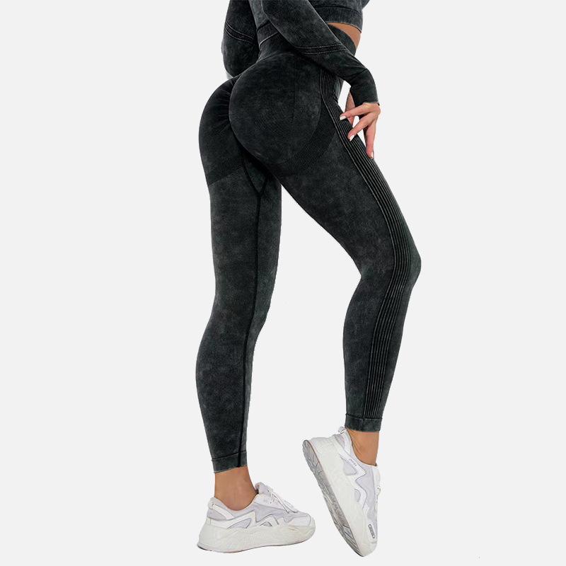 2024 comercio exterior europeo y americano sin costura lavado sexy pantalones de yoga melocotón cadera deportes fitness pantalones leggings de mujer