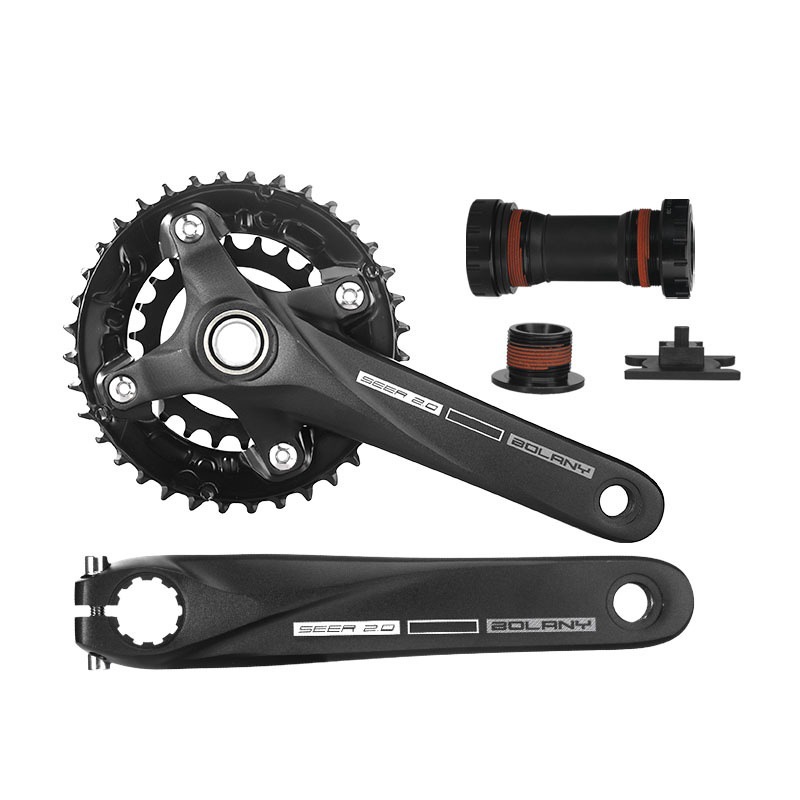 Bolany bicicleta de montaña manivela de aleación de aluminio hueco integrado positivo y negativo Placa de diente 36T 38T bicicleta doble diente placa