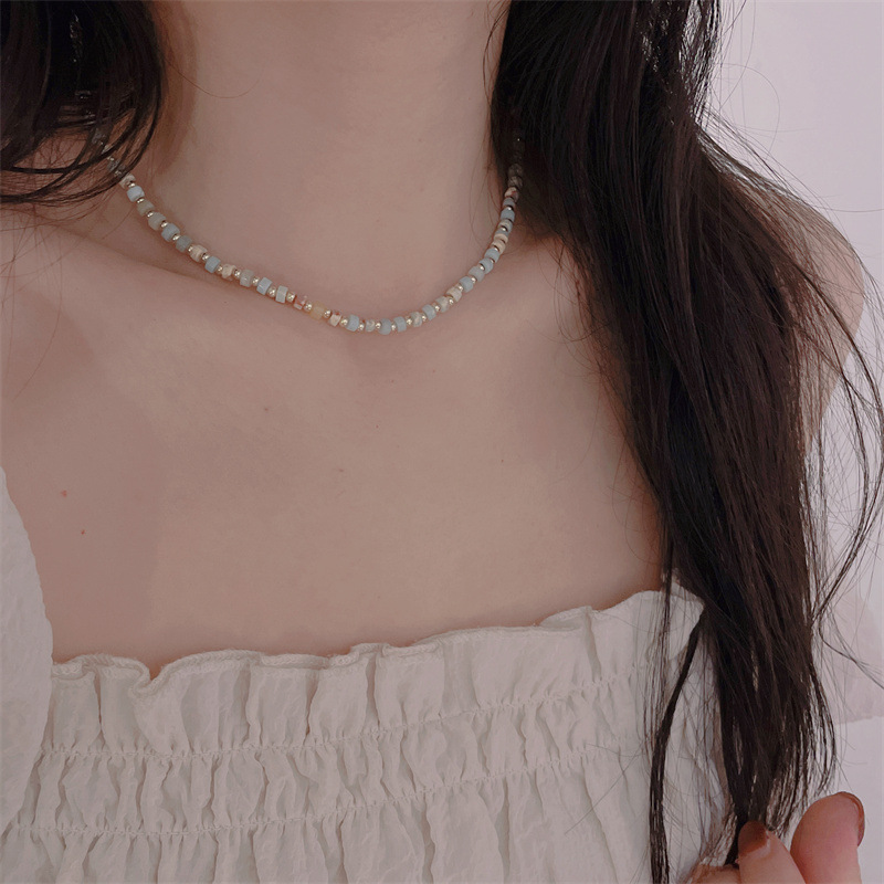 12g Weight 304 Stainless Steel Pendant Material Necklace Classification 304 Stainless Steel, Freshwater Pearl Chain Material Basic Geometric Natural Stone Titanium Steel Copper Necklace