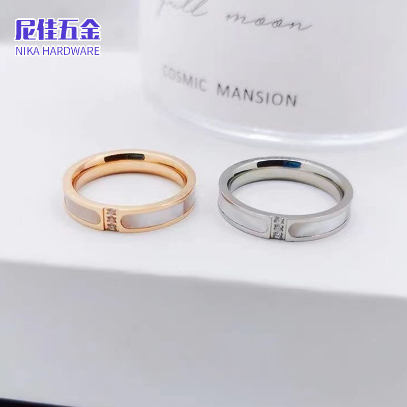Titanium steel 4mm non-fading new Korean fashion fritillary ring exquisite CNC diamond temperament ins all-match