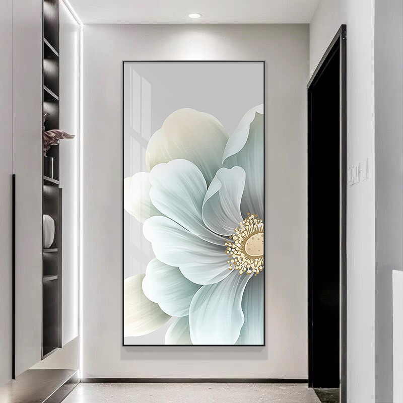 Entrance decorative painting light luxury elegant three-dimensional vertical flower hanging painting modern minimalist corridor aisle wall mural