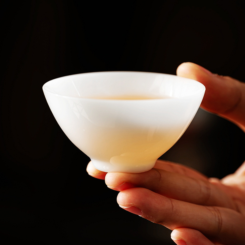 Dehua Jade Porcelain Ice Tea Cup Master Cup White Porcelain Thin Small Tea Cup Chaoshan Kung Fu Tea Set Cup