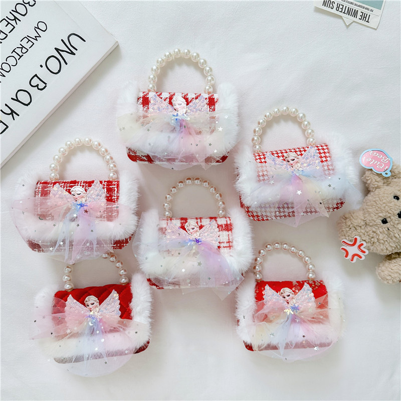 Lindo de los niños de Año Nuevo de moda rojo de la Perla bolso de moda del todo-fósforo de la cadena de bolsa de mensajero de las niñas Cambio de bolsa de hombro