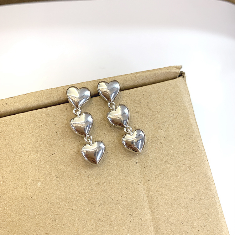 Copper Material Heart Shape Pattern Women's Gender Plating Design 1 Pair Simple Style Heart Shape Plating Copper Drop Earrings