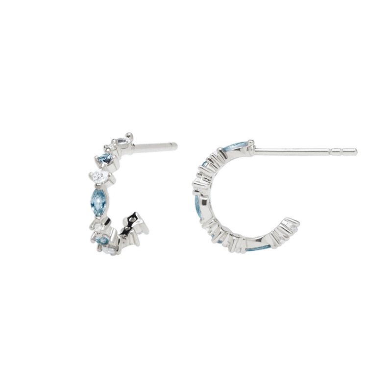 European And American S925 Silver Needle Inlaid With Color Zircon C-shaped Earrings display picture 2