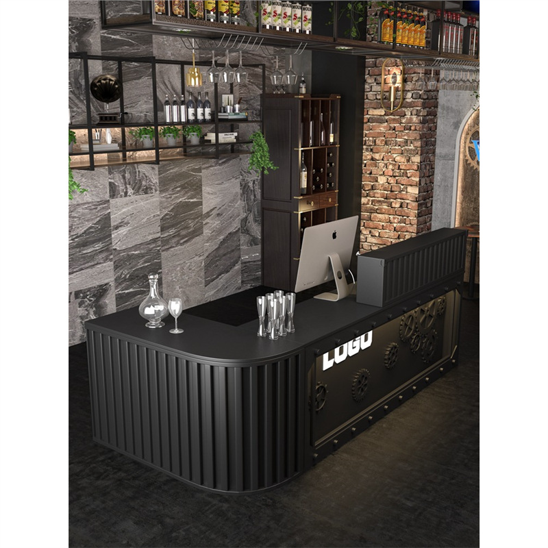 Retro Industrial Style Bar Counter, Music Restaurant Bar, Cash Register Counter, Small Tavern Reception Front Desk, Corner Bar Counter