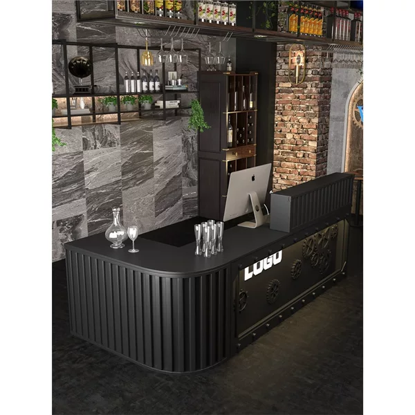Retro Industrial Style Bar Counter, Music Restaurant Bar, Cash Register Counter, Small Tavern Reception Front Desk, Corner Bar Counter