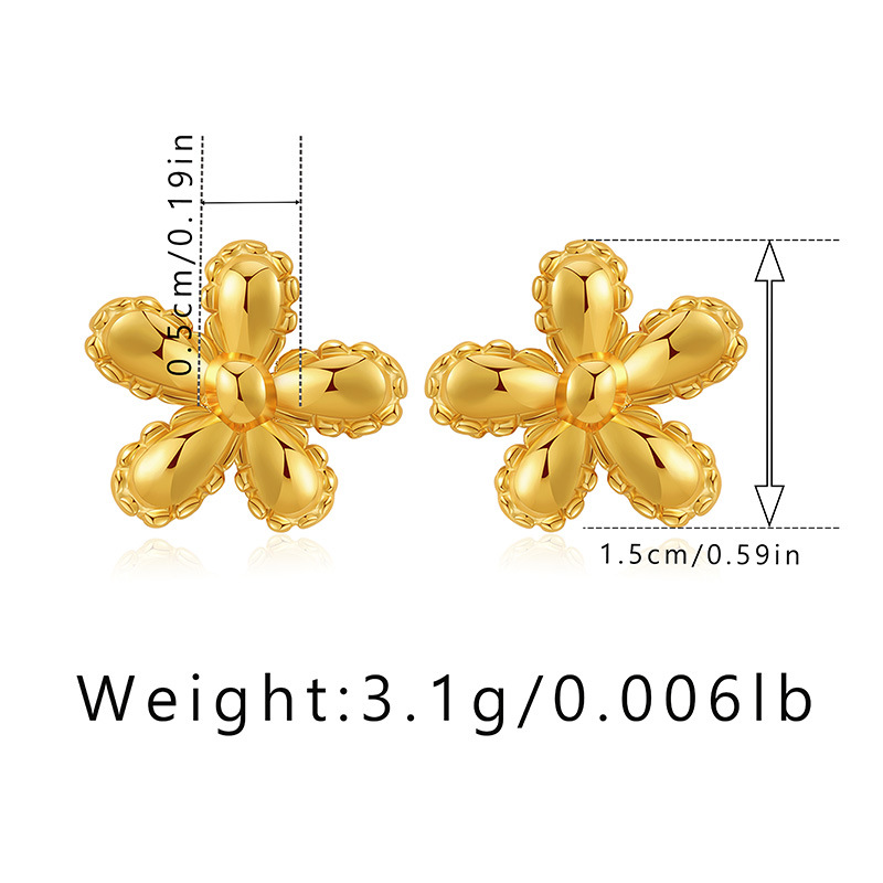 7g Weight 18K Gold Plated Plating Material Ear Studs Classification 1 Pair Casual Sweet Flower Plating Copper 18k Gold Plated Ear Studs