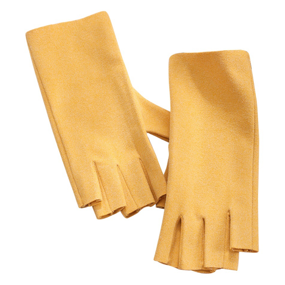Guantes de medio dedo cálidos Otoño e Invierno pantalla táctil dedo abierto a prueba de frío lindo estudiante dama teclado guantes de terciopelo de cinco dedos