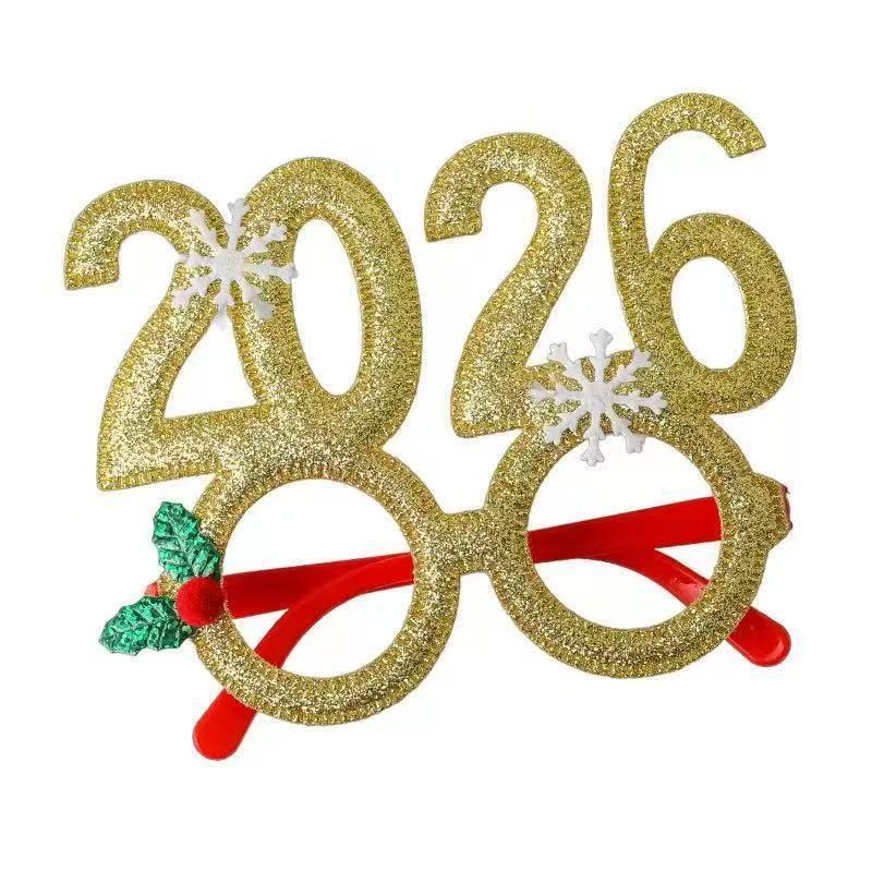 国境を越えたクリスマスヘッドバンド、ホリデーパーティー装飾小道具、2026年新年数字ヘッドバンド、クリスマスメガネ、メーカー卸売|undefined