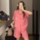 Cloud Cotton Cartoon Short-sleeved Pajamas Women's Suit Summer Thin Two-piece Striped Ins Style Outwear Home Clothes