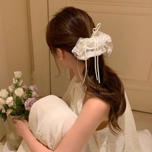 蕾丝飘带大肠发圈网红2024新款韩系丸子头发绳不伤发扎头绳皮筋