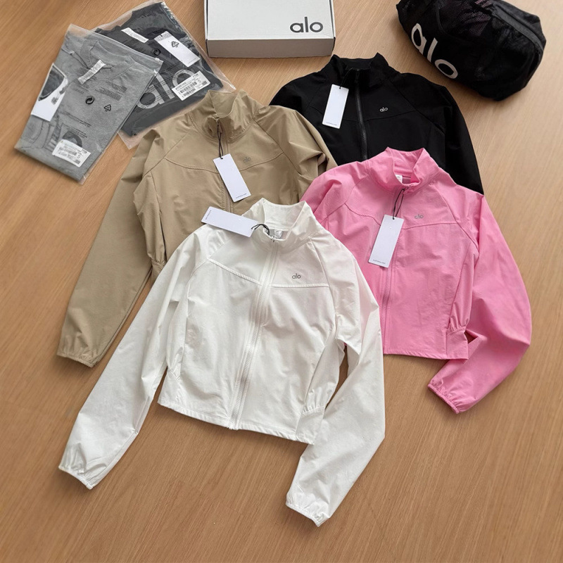 Aio American-Style Sports Jacket with Stand-Up Collar, Breathable Top, Outdoor Quick-Dry Yoga Wear, Women's Fitness Slimming Cardigan Jacket