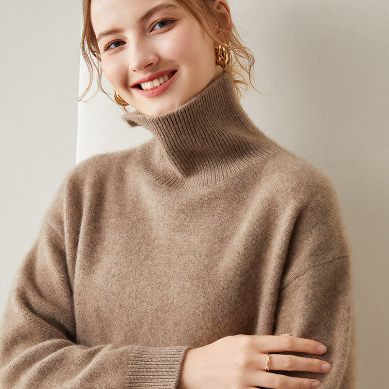 Faye Wong's Same Autumn and Winter Cashmere Women's Turtleneck Lazy Style Cashmere Loose Sweater Pullover with Loose and Thickeneded Elegant Faye Wong's Same Autumn and Winter Cashmere Women's Turtleneck Lazy Style Cashmere Loose Sweater Pullover with Loose and Thickeneded Elegant