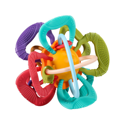 Cross-border baby toys Manhattan grasping ball early education intellectual development gripping teething soft rubber rattle teether grinding teeth baby