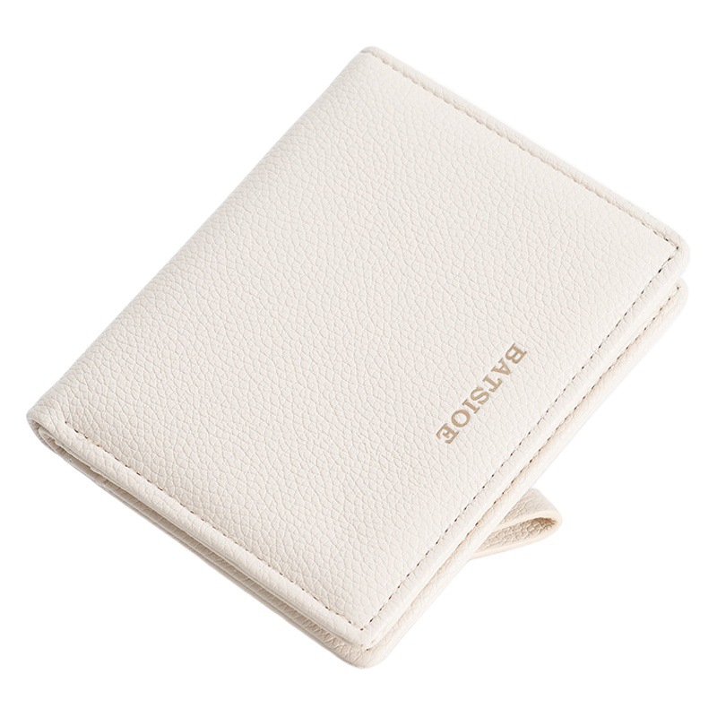Batsioe New Pure Color Texture Student Bag Short Women's Wallet Simple High-End Wallet Coin Purse for Women