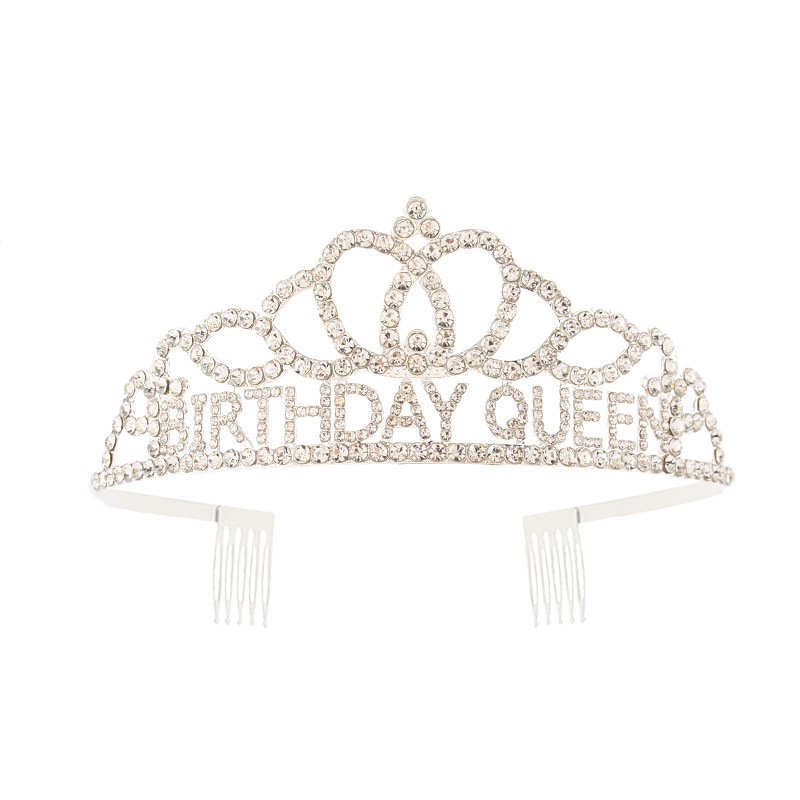 Corona para reina de cumpleaños, diadema con pedrería y letras BIRTHDAY QUEEN, decoración para fiestas