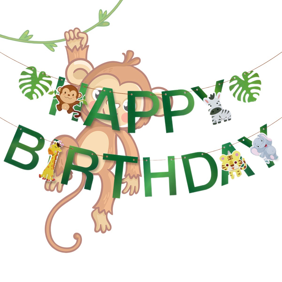 Bosque animal cumpleaños tirar bandera cumpleaños fiesta decoración colgante decoración dibujos animados papel cumpleaños tirar bandera triángulo bandera