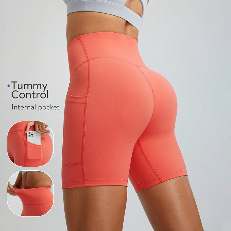 Yoga Shorts High-Waisted Butt-Lifting Outdoor Cycling Tights Sweat-Absorbent Quick-Dry Pocket Naked-Feel Fitness Sports Shorts for Women Yoga Shorts High-Waisted Butt-Lifting Outdoor Cycling Tights Sweat-Absorbent Quick-Dry Pocket Naked-Feel Fitness Sports Shorts for Women