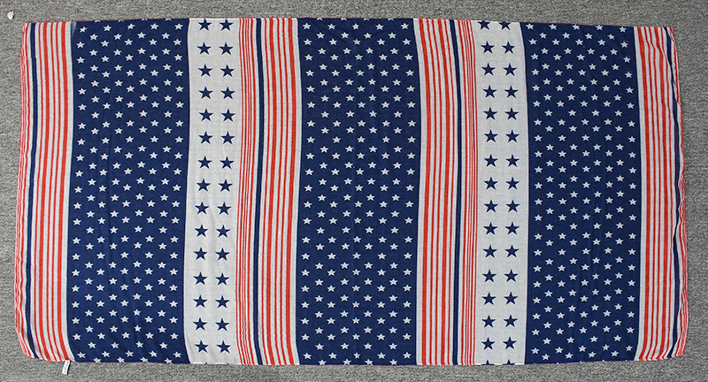 Printing, Star Design Retro, Ethnic Style Style Women's Retro Ethnic Style National Flag 15 Shuttle Voile Printing Star Silk Scarf
