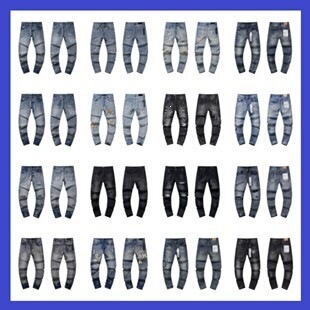 Cross-Border Wholesale Purple American High Street Ripped Patch Trendy Retro Straight-Leg Amiri Jeans Brand