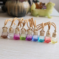 Car air freshener hanger colorful rhombus car interior glass bottle empty bottle car-mounted hanger wood glass bottle aromatherapy
