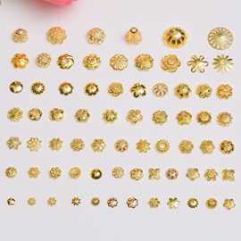 新款14K/18K包金保色花托隔片镂空花瓣隔珠diy串珠手项链花帽材料
