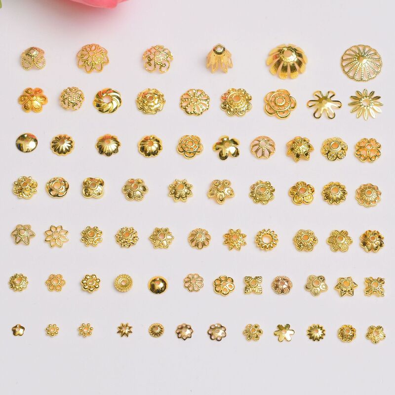 New 14K/18K gold-wrapped color-preserving flower holder spacer hollow petal beads diy beaded hand necklace flower cap material