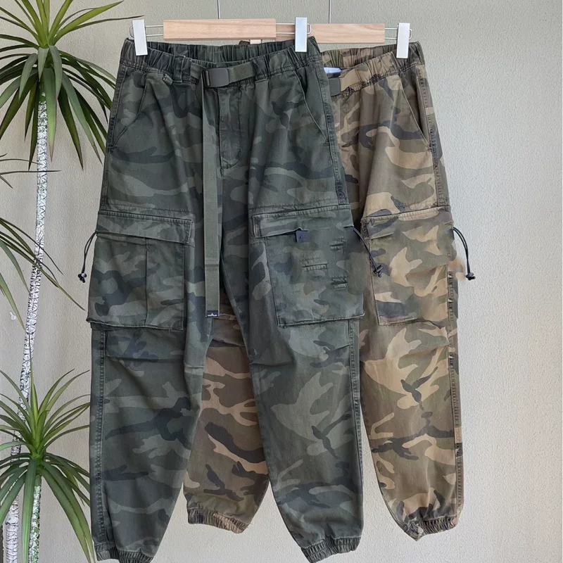 24SS 53015 CAMUUFLAGE Брюки для рабочей одежды, ретро стирка водяной, кривые брюки мужчины