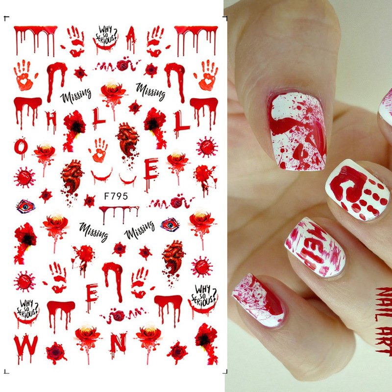 Cross-border new 20.21 million Halloween nail stickers Halloween skull spoof spider web adhesive nail stickers nail