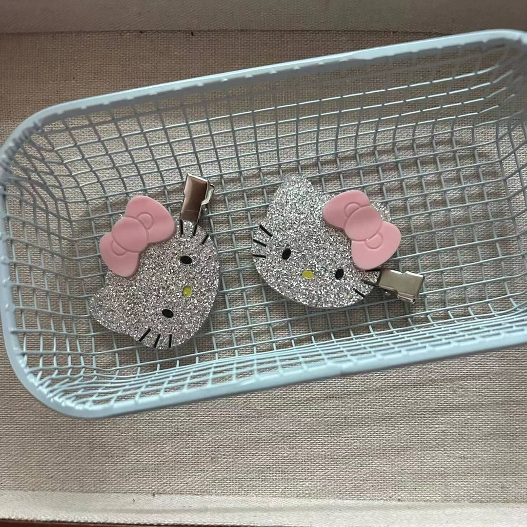 Заколка для волос (Hello Kitty) с блёстками, без следов, 1 шт.