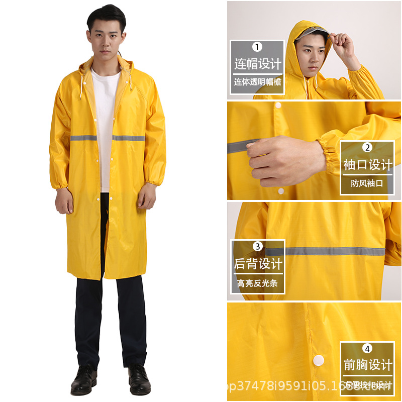 Chubasquero de una pieza al por mayor engrosado largo de cuerpo completo impermeable protección laboral al aire libre ciclismo impermeable rompevientos poncho reflectante