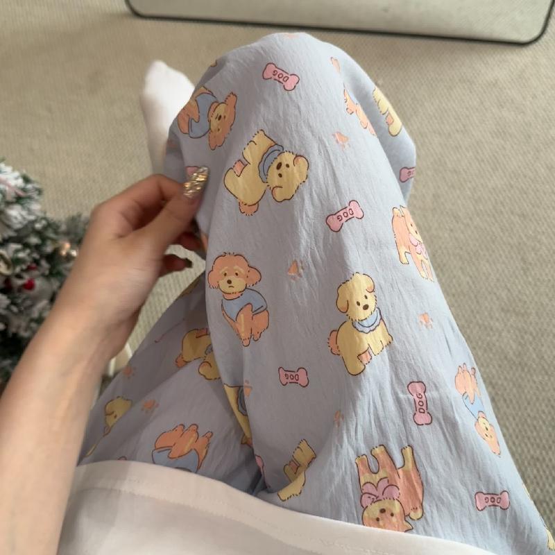 Primavera y verano · Pantalones de pijama casuales para mujeres pantalones a prueba de mosquitos rojos en línea 2025 nuevos pantalones caseros para llevar