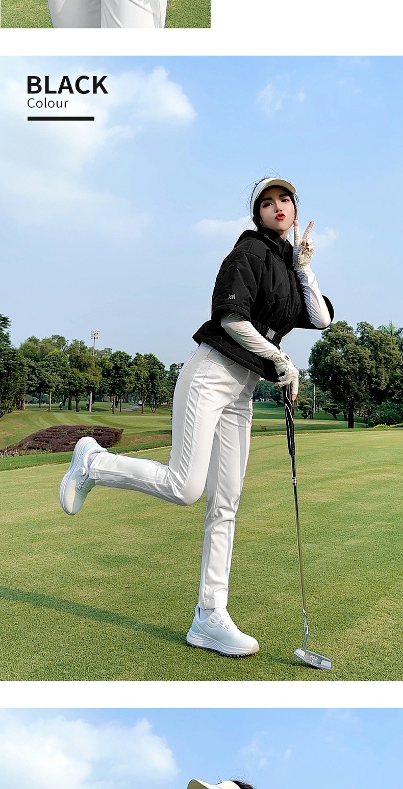 Áo khoác bông golf nữ chống gió mũ liền tháo rời dáng ngắn — YF765 [mũ chống gió và ấm/có thể tháo rời] áo khoác cotton ngắn màu trắng, YF765 [mũ chống gió và ấm/có thể tháo rời] áo khoác cotton ngắn màu đen chi tiết 7