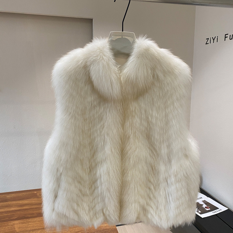 Popular V-neck fox fur vest jacket