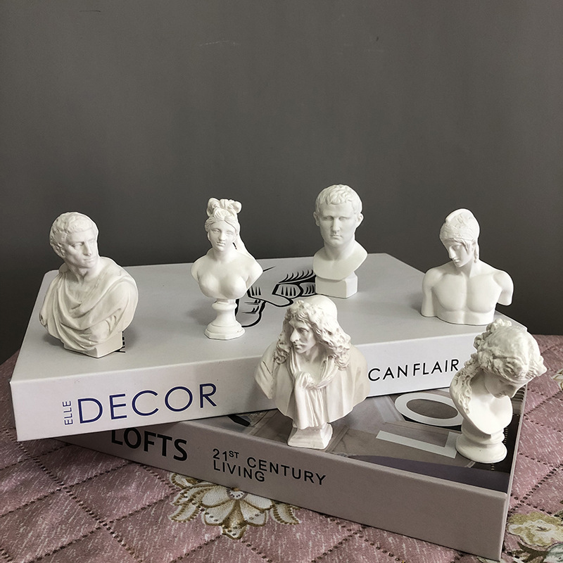 Scandinavian Ins Style Mini Resin Imitation Plaster Head Statue Creative Literary Model Art Sketch Ornaments E18