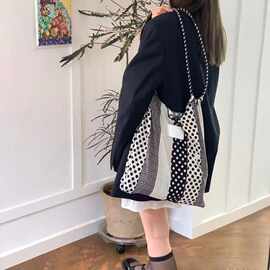 春夏韩风ins复古波点布袋包包斜挎包少女学生可爱百搭单肩托特中