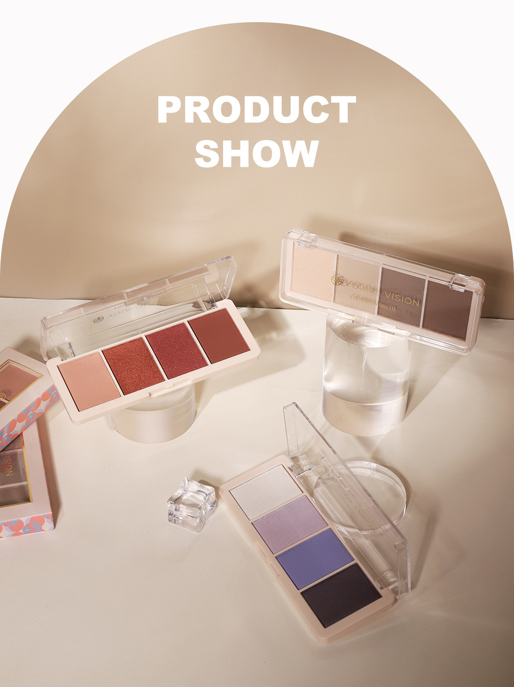 YOUNG VISION Four-color Eyeshadow Set: A daily light makeup eyeshadow palette with multiple pearlescent, matte and glossy tones undefined