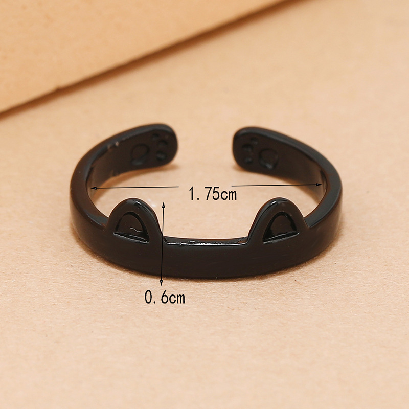 Simple Open Cat Fashion Creative Acrylic Alloy Ring display picture 2