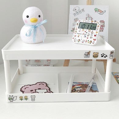 Conejo de dibujos animados caja de almacenamiento de escritorio transparente pequeño cajón caja de papelería escritorio plástico mini dormitorio caja de almacenamiento