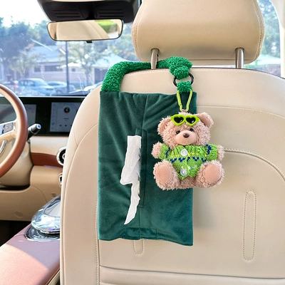 Multifunctional Tissue Box Creative – Car tissue box/set - dutch-velvet-bear-tissue-box-green