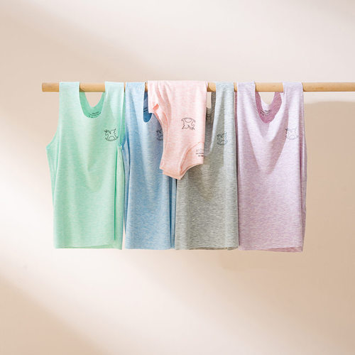 Children's Modal Baby onesie, sleeveless T-shirt for boys and girls, baby half-sleeve, small and medium children's base shirt, children's summer clothing