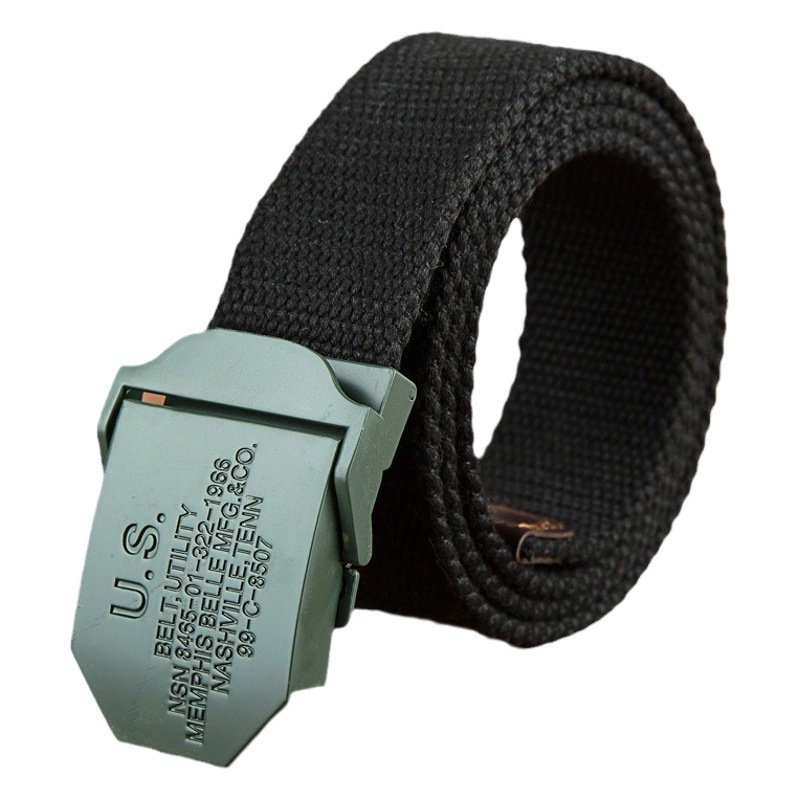 Ejército Verde EE. UU. hebilla automática cinturón de lona casual de los hombres al aire libre cinturón de lona se puede alargar cualquier venta directa de fábrica