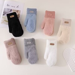 ぬいぐるみ手袋女子学生秋冬保温かわいいベルベット厚いシンプルなカップル自転車防風防寒手袋