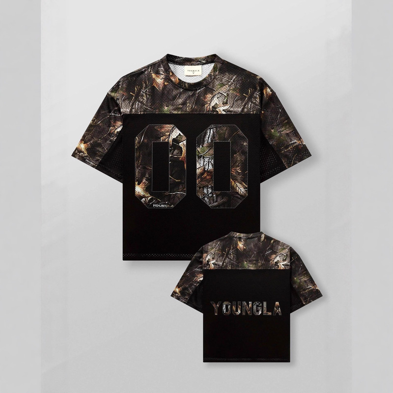 Youngla American Trendy Brand Oversized T-Shirt Men's Sports Fitness Quick-Drying Breathable Large Mesh Double Zero Jersey Short Sleeves